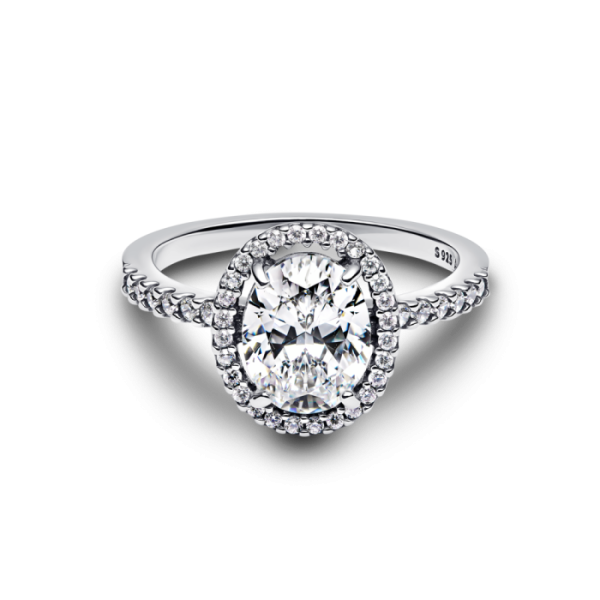 Oval Sparkling Halo Statement Ring - Image 2