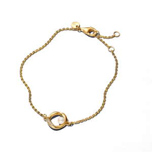 Organically Shaped Pavé Circle & Treated Freshwater Cultured Pearl Bracelet