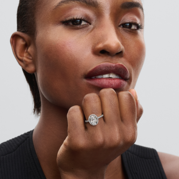 Oval Sparkling Halo Statement Ring - Image 3